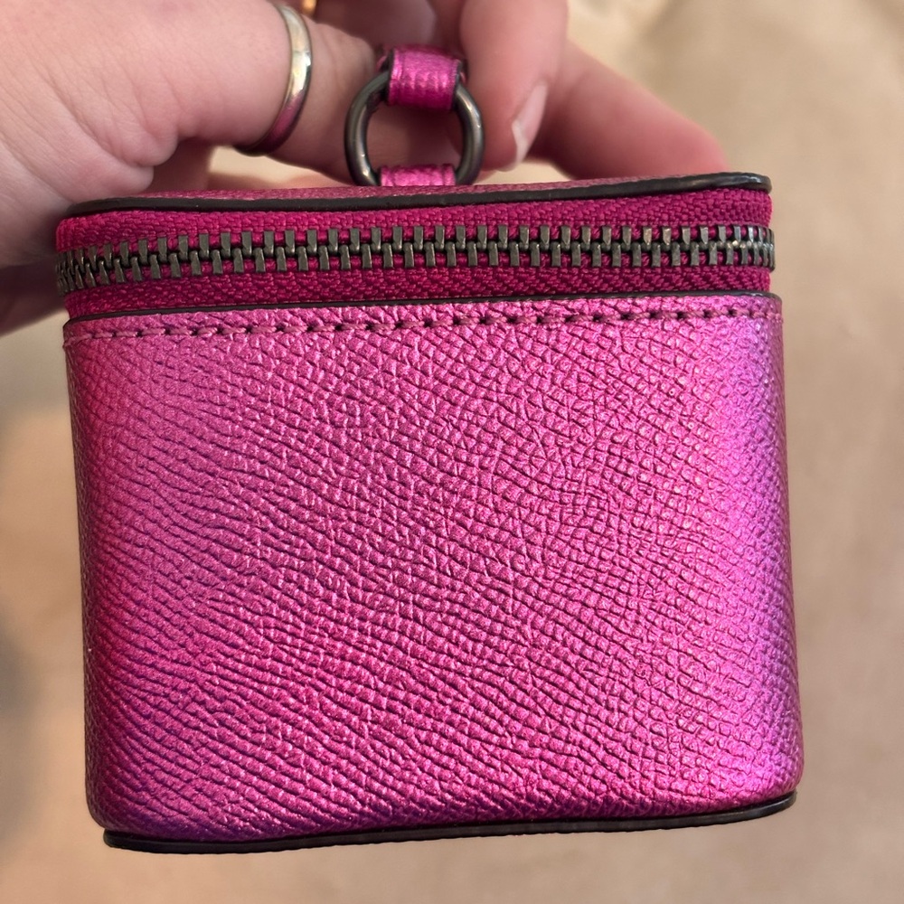 COACH Pink Metallic Leather Mini Vanity Case - Picture 8 of 14
